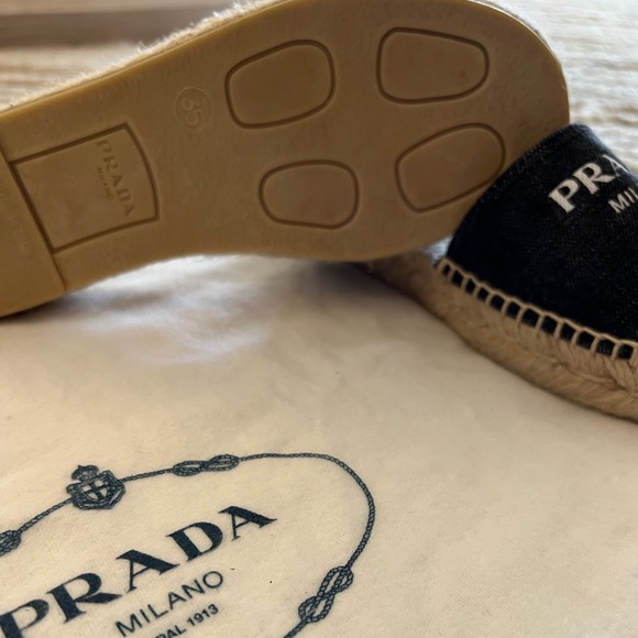 BRAND NEW Prada denim Logo Flat Espadrille Sandals - Picture 6 of 6